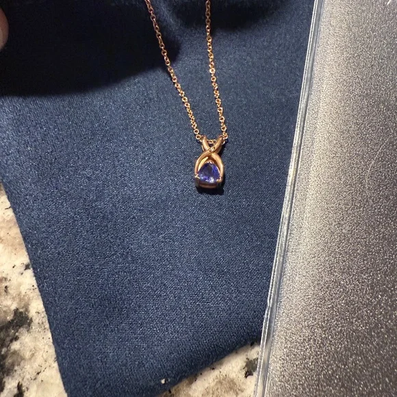 14k Rose Gold Tanzanite Necklace - Picture 2 of 6